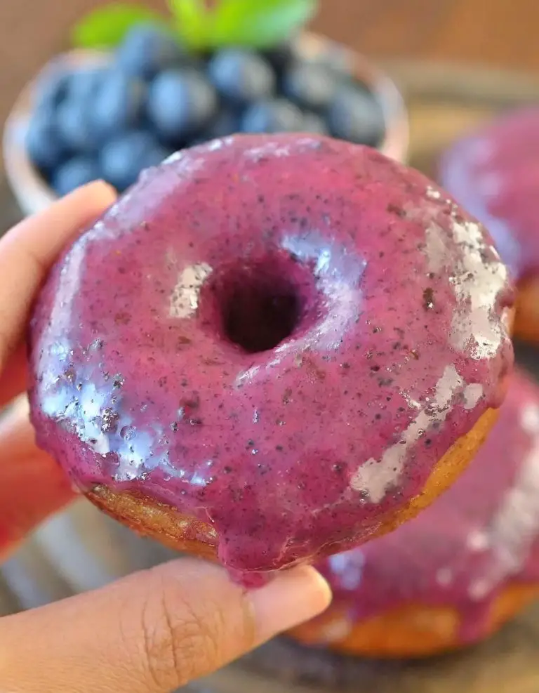 Baked Blueberry Donuts With Blueberry Glaze